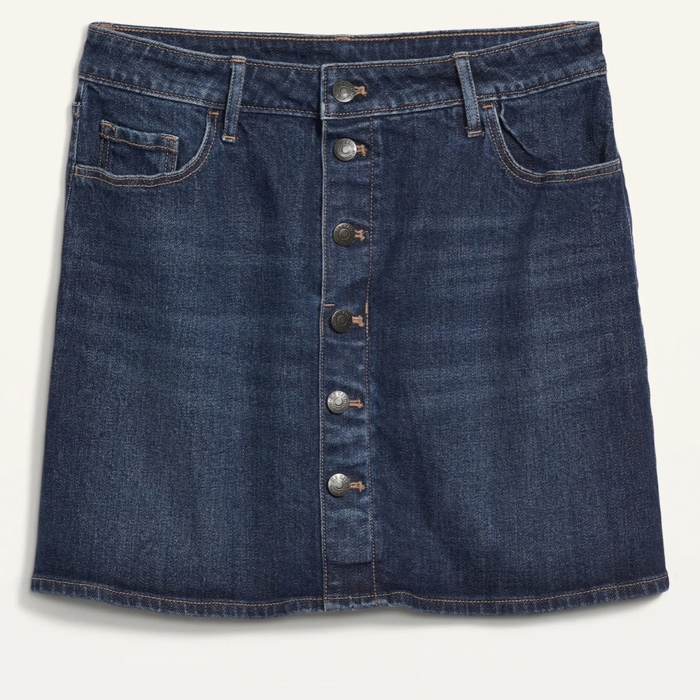 OLD NAVY High-Waisted Button-Front Mini Jean Skirt